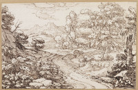 K VIII 025
          <br/>
          Weids landschap met bosweg
          <br/>
          <em>Onofri, Crescenzio (1634-1714)</em>